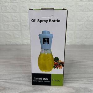 Olive Oil Spray Bottle Classic 200ML Blue Lid Clear Glass Cooking Oil Dispenser